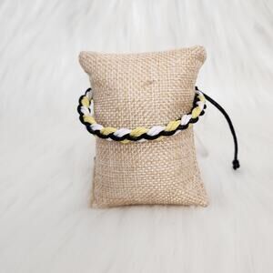 New Braided Surfer Bracelet Black White Yellow Rope Knotted Friendship Boho